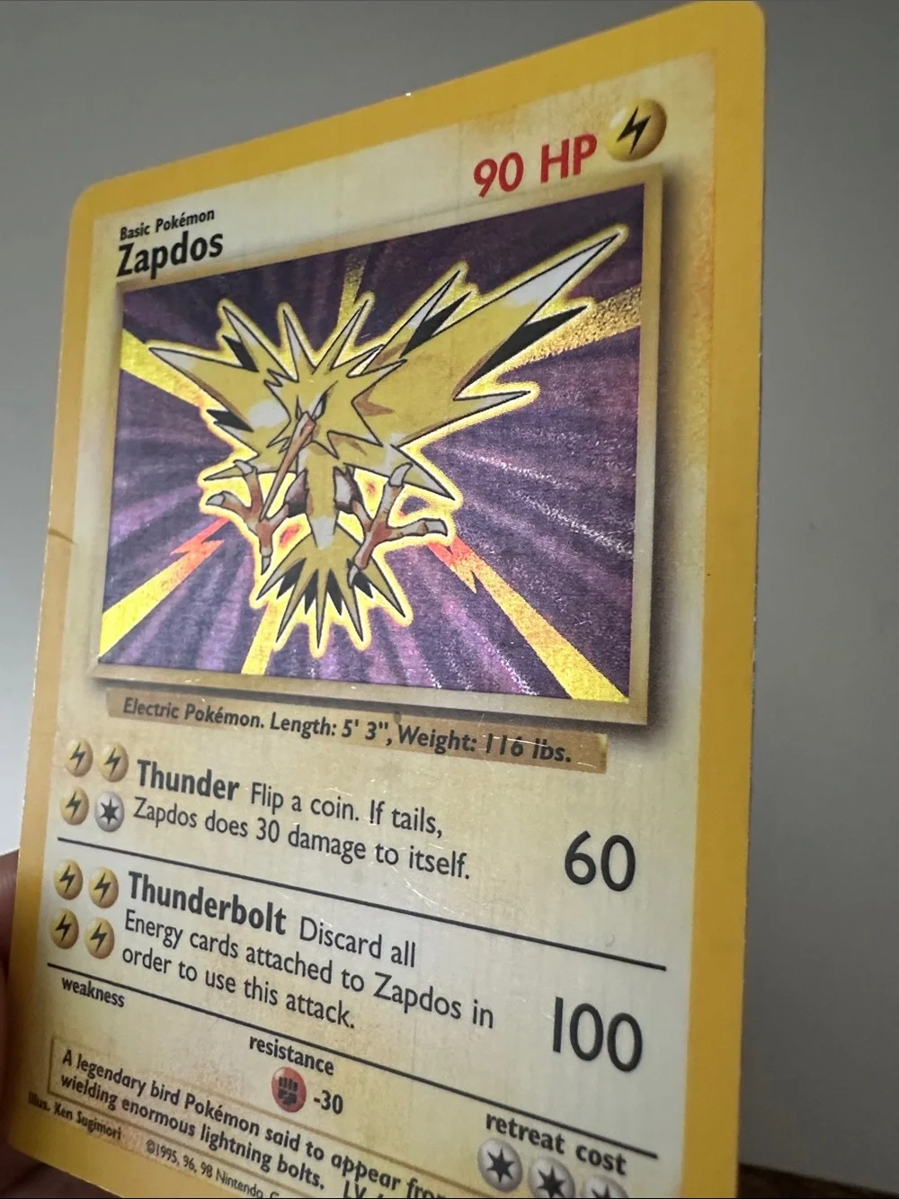 Zapdos Holo Rare Original 1999 Pokémon Base Set (16/102)